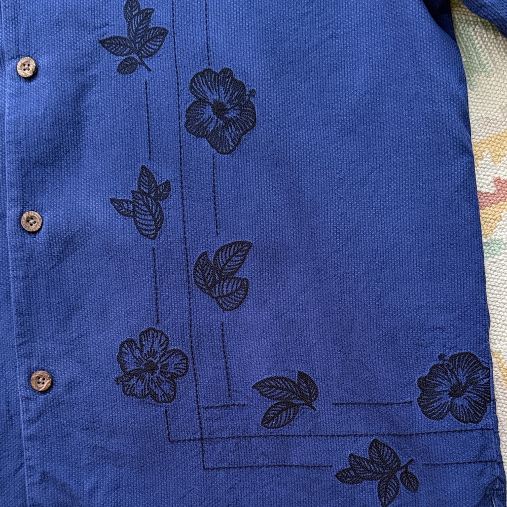 Tommy Bahama Blue Casual Raw Silk Button Down Shirt, vintage - Picture 6 of 6
